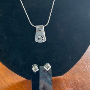 Brighton SilverPlated “Bloc Haus” and Geometric Necklace Set
